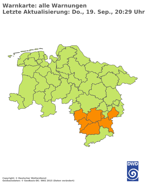 Aktuelle Wetterwarnungen für  Oberbergischer Kreis