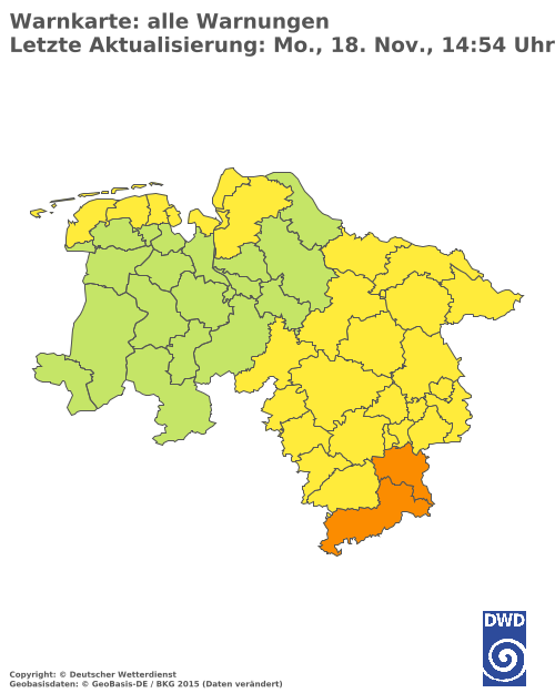 Aktuelle Wetterwarnungen für  Oberbergischer Kreis