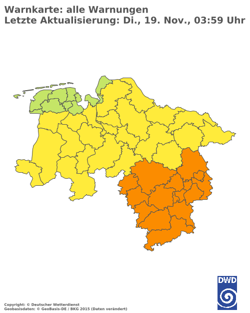 Aktuelle Wetterwarnungen für  Oberbergischer Kreis