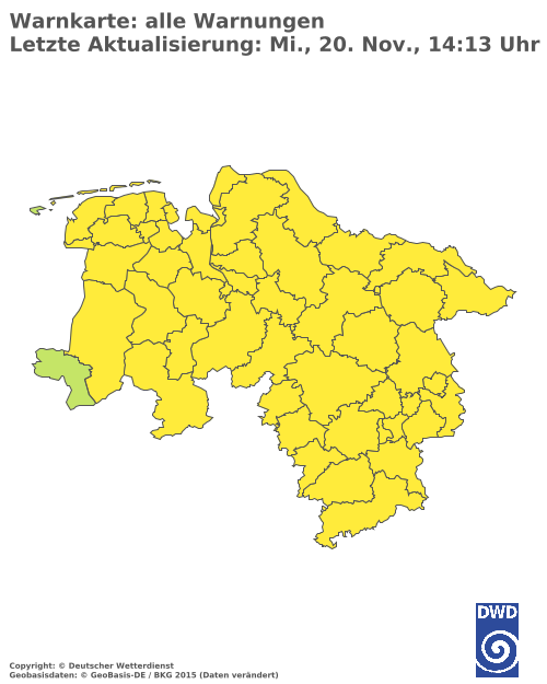 Aktuelle Wetterwarnungen für  Oberbergischer Kreis