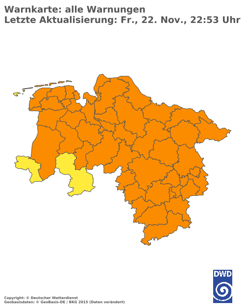 Aktuelle Wetterwarnungen für  Oberbergischer Kreis