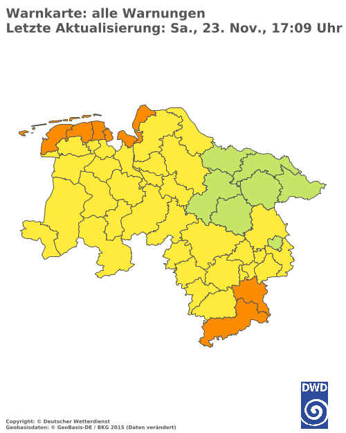 Aktuelle Wetterwarnungen für  Oberbergischer Kreis