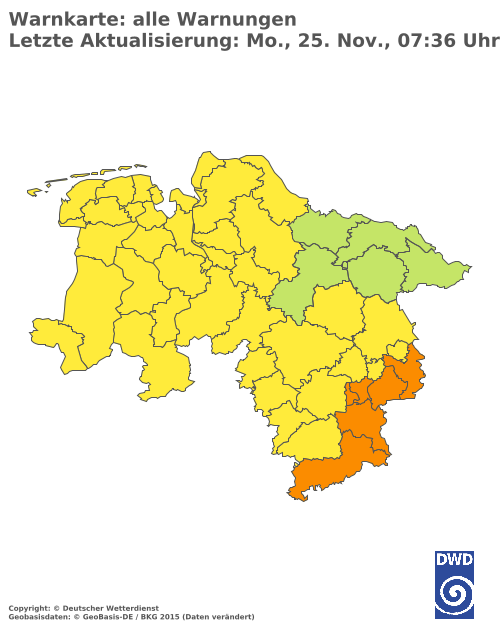 Aktuelle Wetterwarnungen für  Oberbergischer Kreis